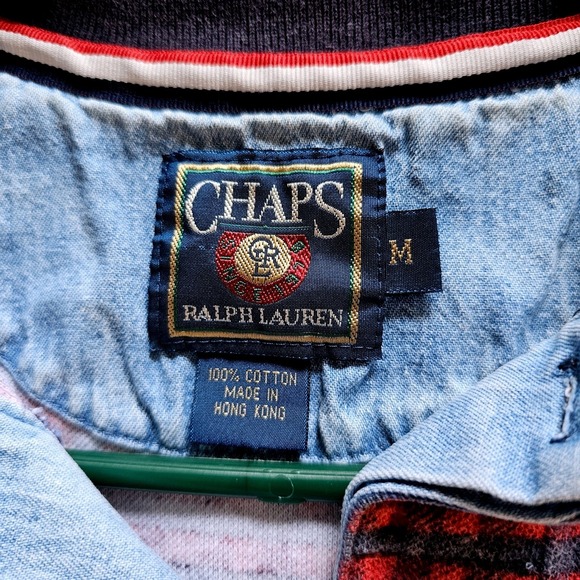 Chaps Ralph Lauren Patriotic Flag Star Patchwork Polo Shirt Men's Medium - Picture 4 of 10